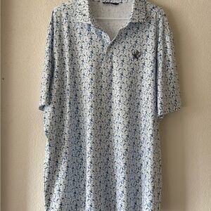 Blue Patterned Polo Shirt